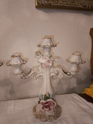 Candelabros de porcelana con flores diseño italian