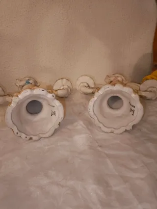 Candelabros de porcelana con flores diseño italian