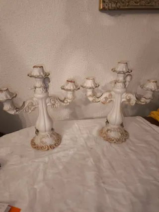 Candelabros de porcelana con flores diseño italian