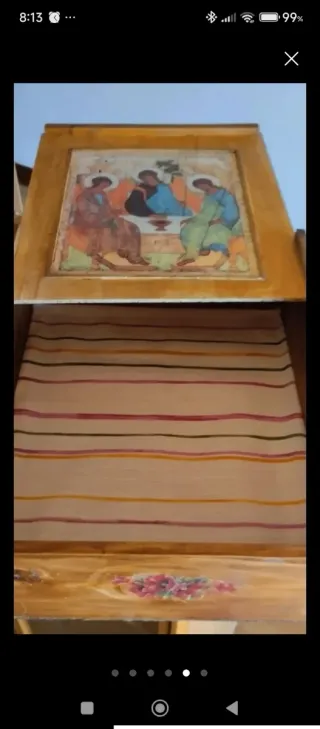 Caja de madera pintada a man tamaño grande