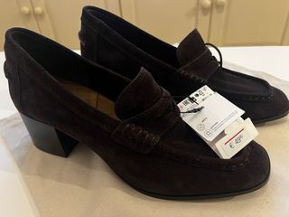 Mocasines Zara Serraje Tacón Marrón Talla 41