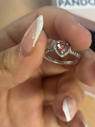 Anillo Pandora Corazón Rosa Plata Caja Original