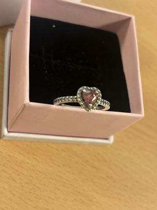 Anillo Pandora Corazón Rosa Plata Caja Original