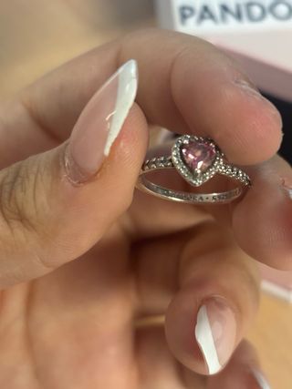 Anillo Pandora Corazón Rosa Plata Caja Original
