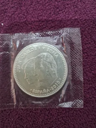Moneda Plata Juan Carlos I y Sofía 2010 mundial