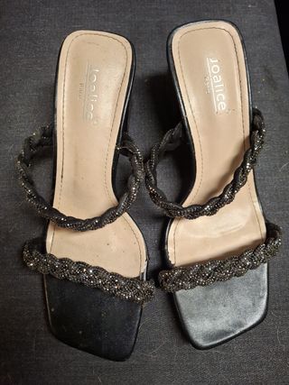 Sandalias fiesta Joalice negras y plateadas