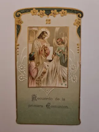 Antigua tarjeta religiosa primera comunión, 1920