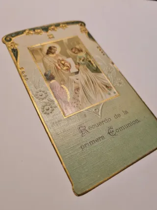 Antigua tarjeta religiosa primera comunión, 1920