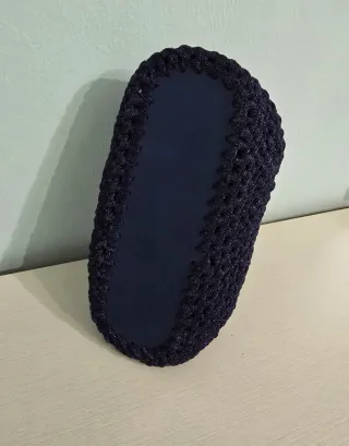 Clutch blu notte con fiocchetto removibile