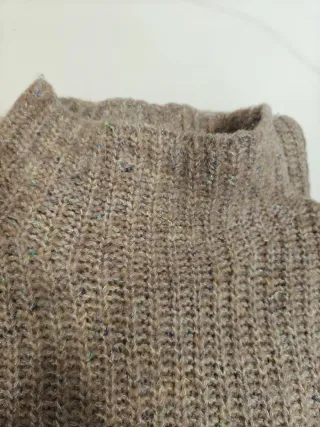 Jersey mujer cuello alto marrón multicolor