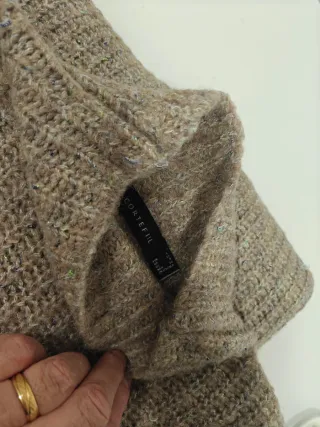 Jersey mujer cuello alto marrón multicolor