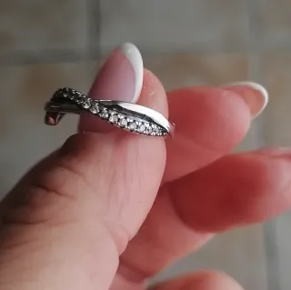 Anello Argento S925 Intrecciato Zirconi