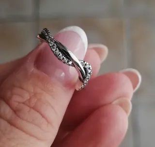 Anello Argento S925 Intrecciato Zirconi