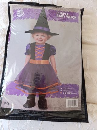 Disfraz Bruja Morada Bebé Talla 2-3 Años