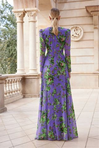 Vestido Largo Carla Ruiz Estampado Floral