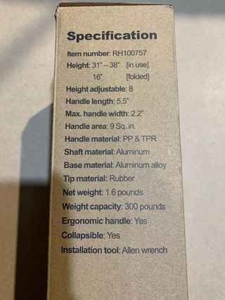 Bastón Andar Cuádruple Plegable Rehand