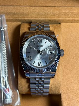 Seiko Mod Datejust Roman Silver 40mm