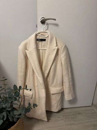 Abrigo paño crema Zara Talla XS