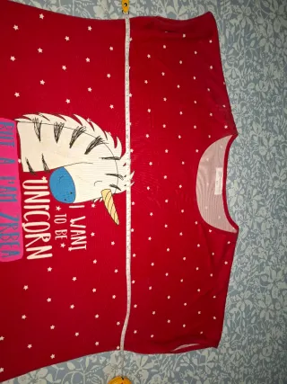Camisón rojo 3XL estrellas unicornio