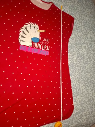 Camisón rojo 3XL estrellas unicornio