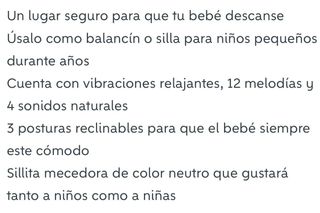 Silla mecedora para bebé