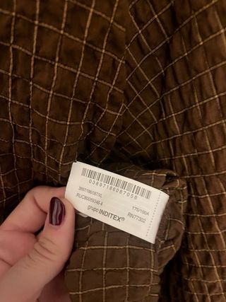 Blusa Zara Cuello Redondo Cuadros Marrón XL