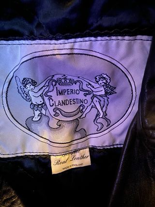 Chaqueta de Piel Negra y Plateada  vintage