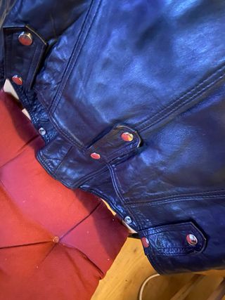 Chaqueta de Piel Negra y Plateada  vintage