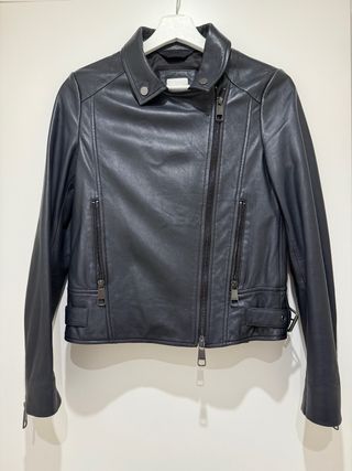 Cazadora Piel Biker mujer Hugo Boss Azul Marino