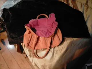 Borsa in tela stile Hermes arancione nuova senza uso