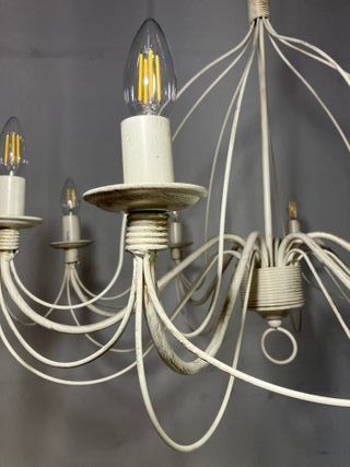 Lampadario 8 luci avorio antico