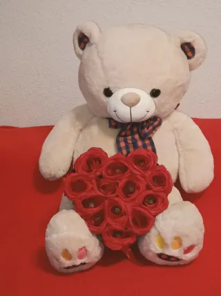 Regalo de San Valentín Oso de peluche con rosas