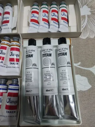 Lote Botes Pintura Óleo Olimpo y Titán