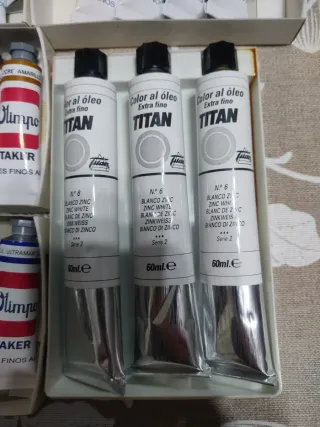 Lote Botes Pintura Óleo Olimpo y Titán