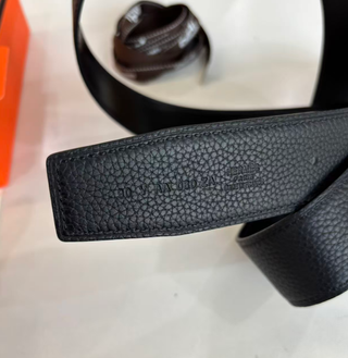 Cinturón Hermès H Hebilla Plata Negro