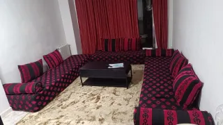 Sofá Marroquí Modular Negro y Rojo