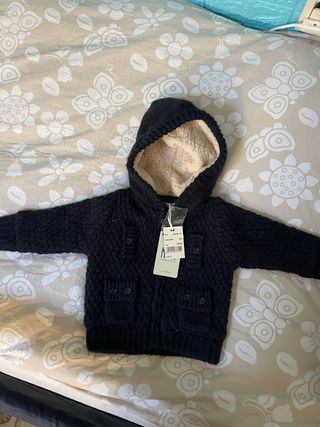 Giacca bimbo 6 mesi blu con cappuccio