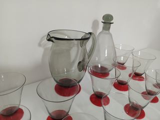 Set Bicchieri Brocca Decanter Vino Liquore Vintage