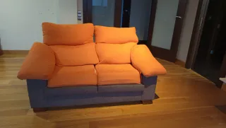Sofá 2 plazas extraíble tela naranja/marrón