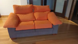 Sofá 2 plazas extraíble tela naranja/marrón