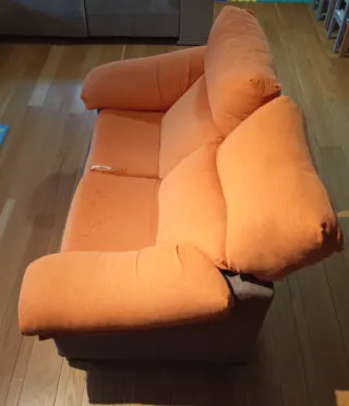 Sofá 2 plazas extraíble tela naranja/marrón