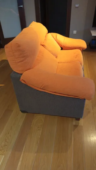 Sofá 2 plazas extraíble tela naranja/marrón