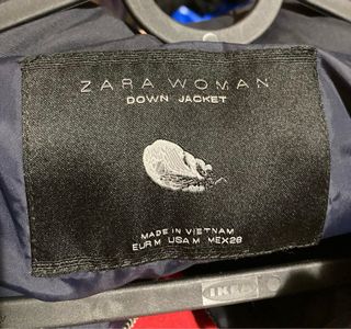 Chaqueta Zara Mujer Plumas Azul Marino