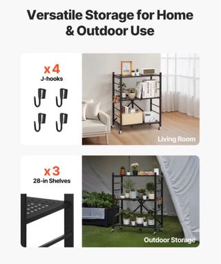 Estantería Plegable Metálica con Ruedas- VEVOR