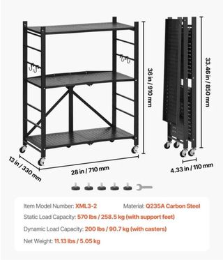 Estantería Plegable Metálica con Ruedas- VEVOR