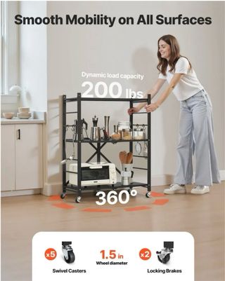 Estantería Plegable Metálica con Ruedas- VEVOR