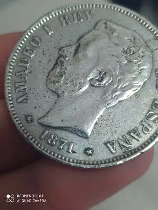Réplica Moneda 5 Pesetas 1871 Amadeo I Rey