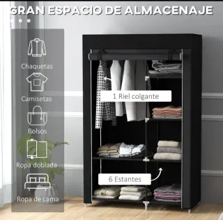 Armario Tela Plegable Negro