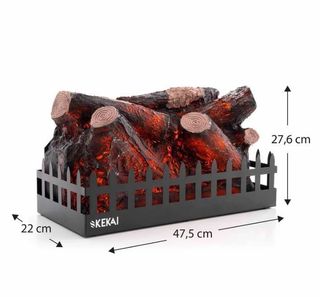 Chimenea Eléctrica Decorativa Kekai Utah con Luz LED Efecto Fuego