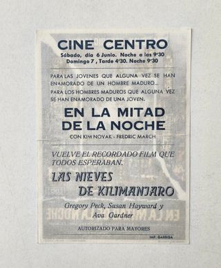 EN MITAD DE LA NOCHE 1959 PROGRAMA DE MANO CINE